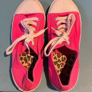 Pink Canvas Sneakers with White Laces